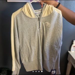 gray champion zip up hoodie